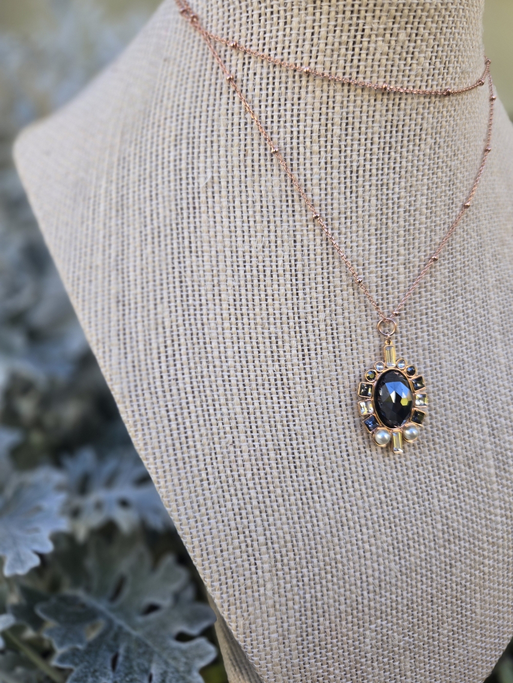Reworked Swarovski Venetie Rose Gold Plated Pendant with 925 Rose Gold Chain
